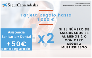 Oferta Adeslas - Hasta 1.000 euros tarjeta regalo