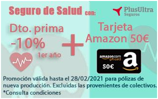 10% descuento + cheque Amazon 50 en Seguros de salud Plus Ultra